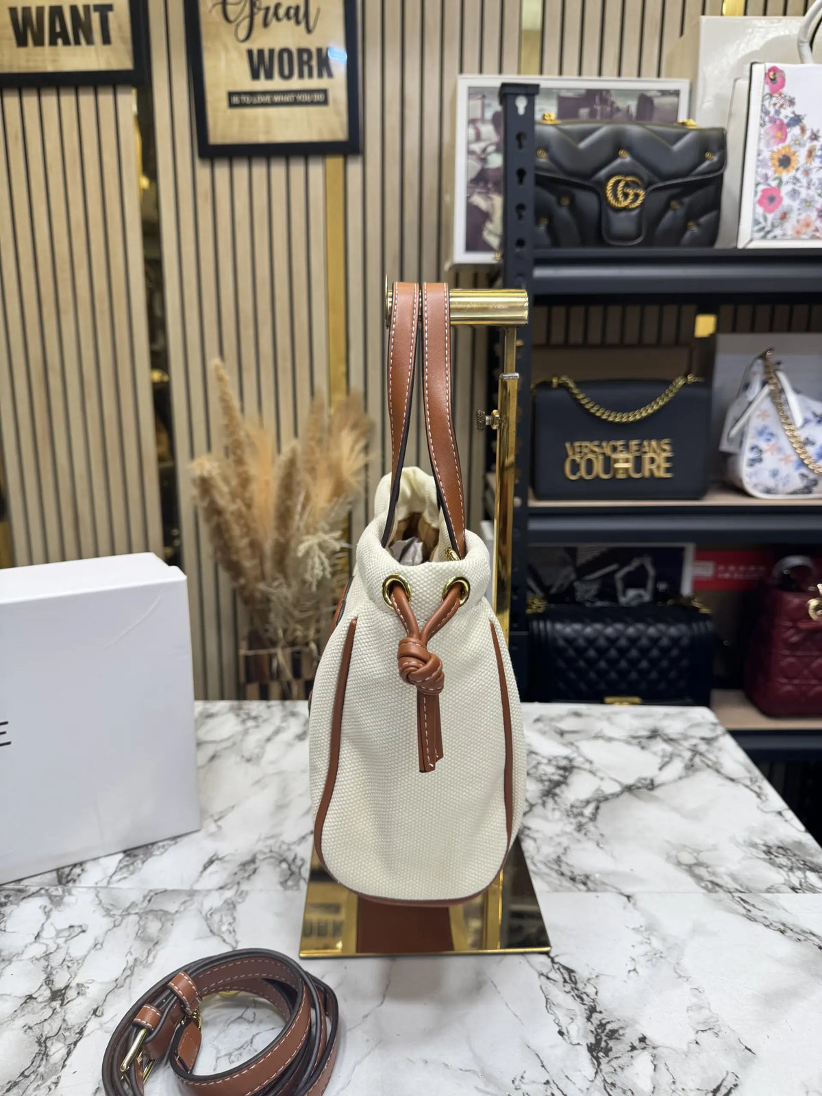 Celine Cabas Cuir Triomphe Bag With OG Box And Dust Bag  CreamWhite