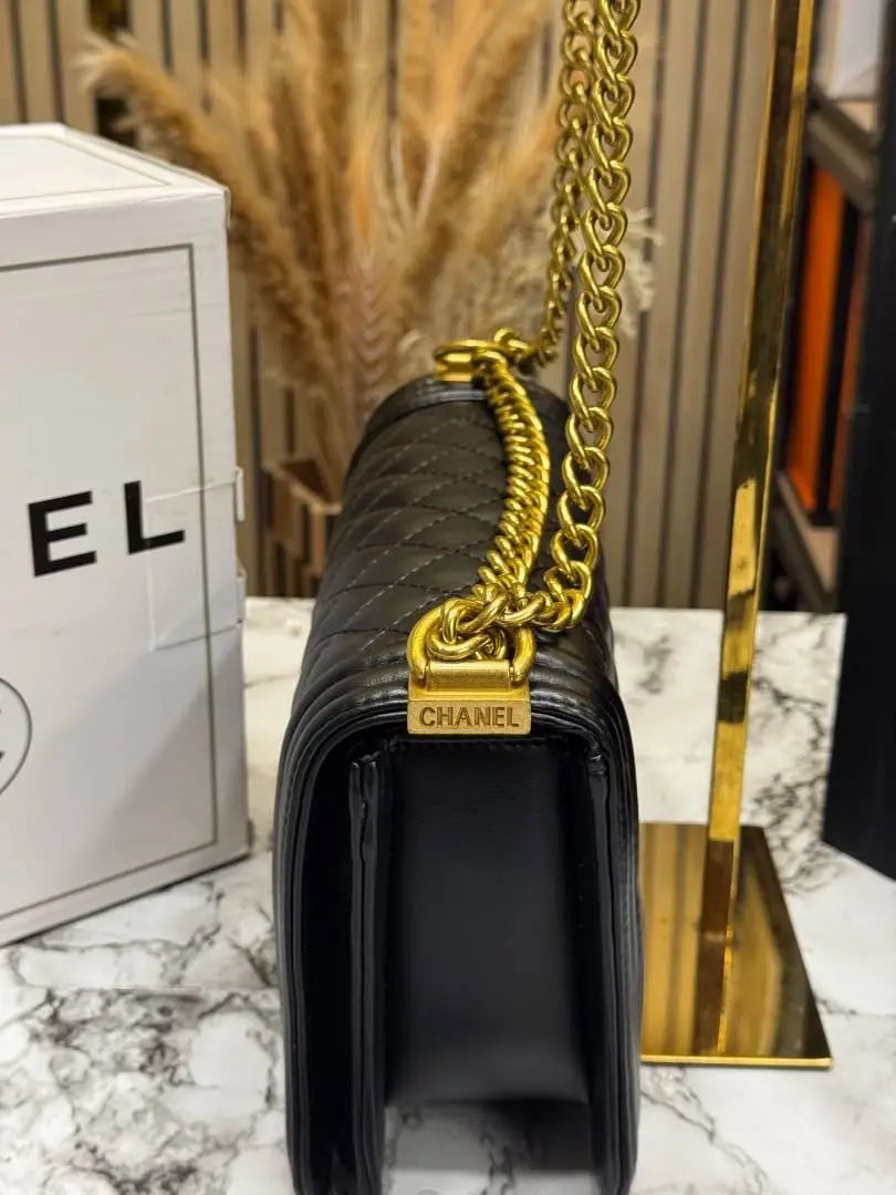 Chanel le Boy Quilted Flap Shoulder Bag With Double Box And Dust Bag