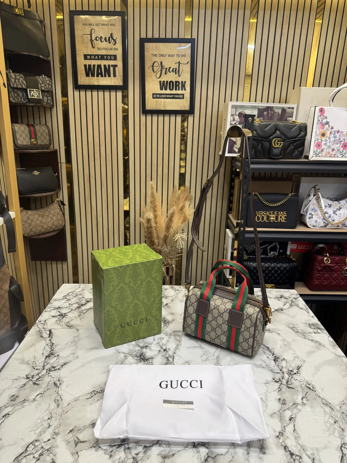 Gucci Ophidia GG Supreme Mini Top Handle Bag With OG Box And Dust Bag  Brown 918