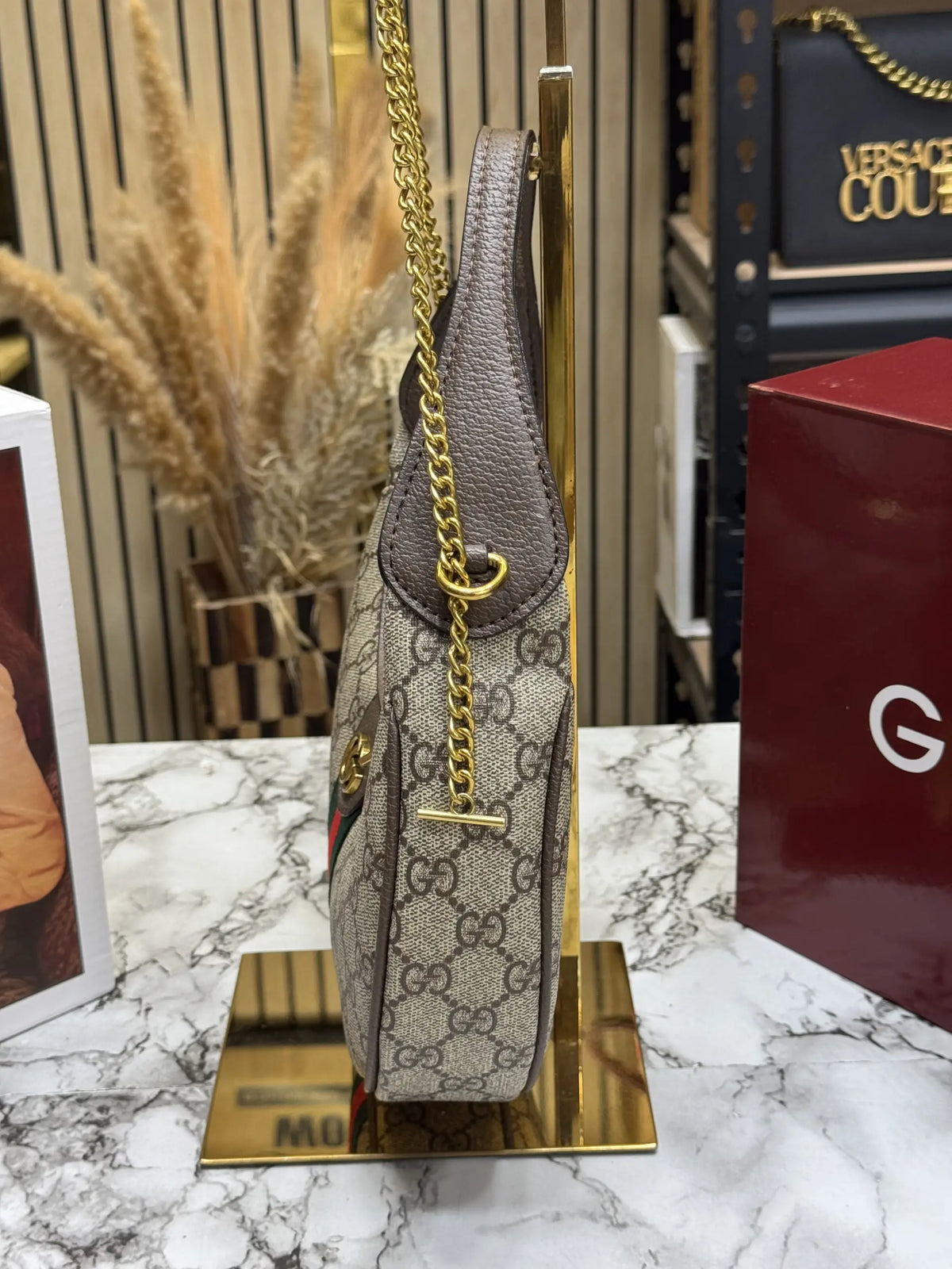 Gucci Ophidia Small Shoulder Bag Beige Brown With Double Box And Dust Bag 838463