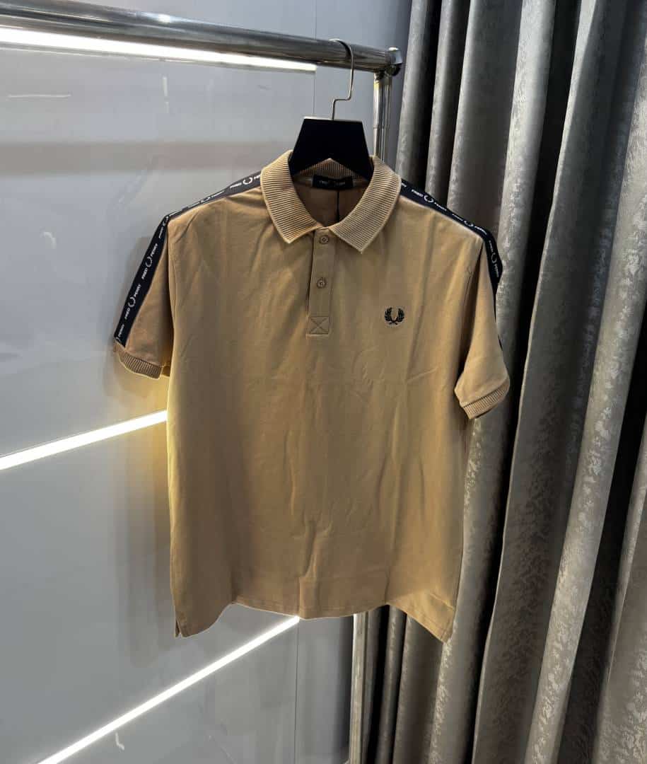 Fredperry Beige Embroidery Logo Premium Polo T-Shirt