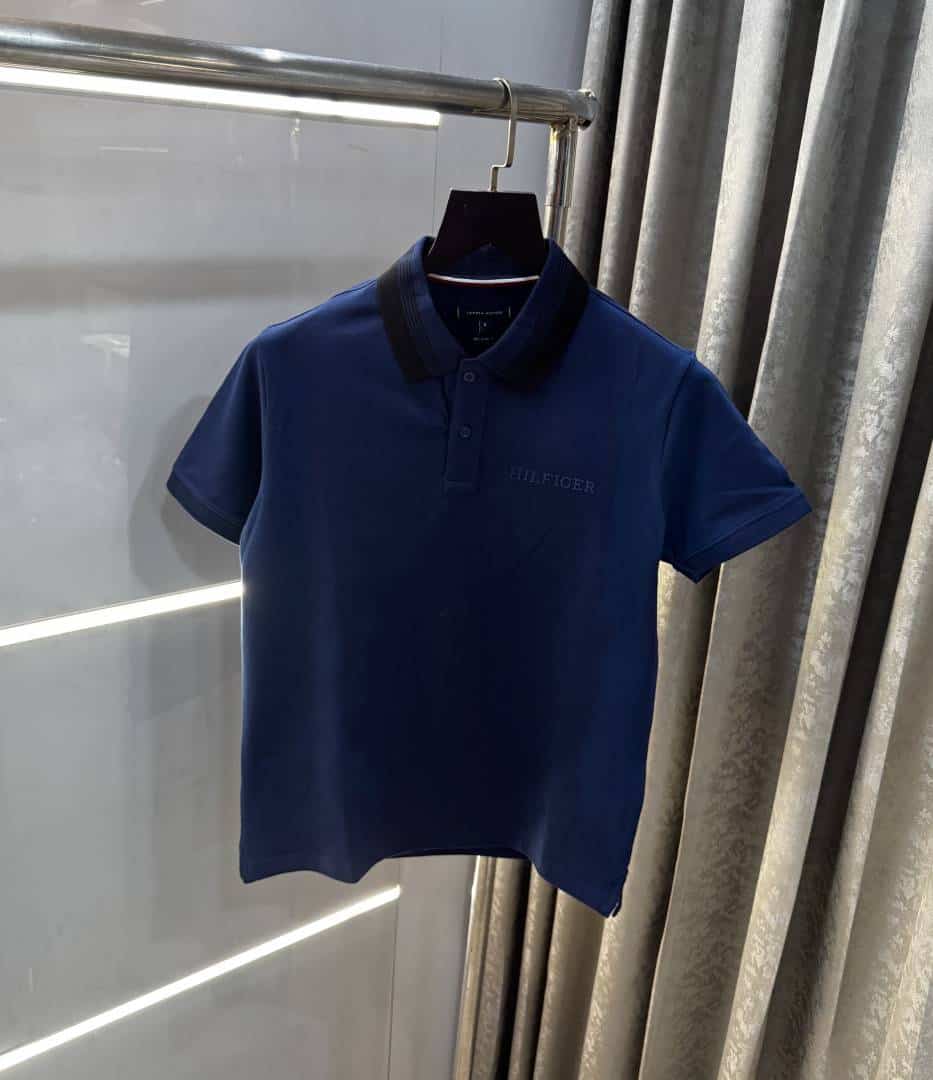 Tommy Hilfiger Petrol Blue Embroidery Logo Premium Polo T-Shirt