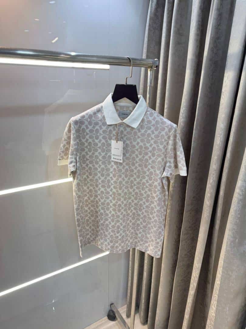 Coac h White Monogram Imported Polo T-Shirt