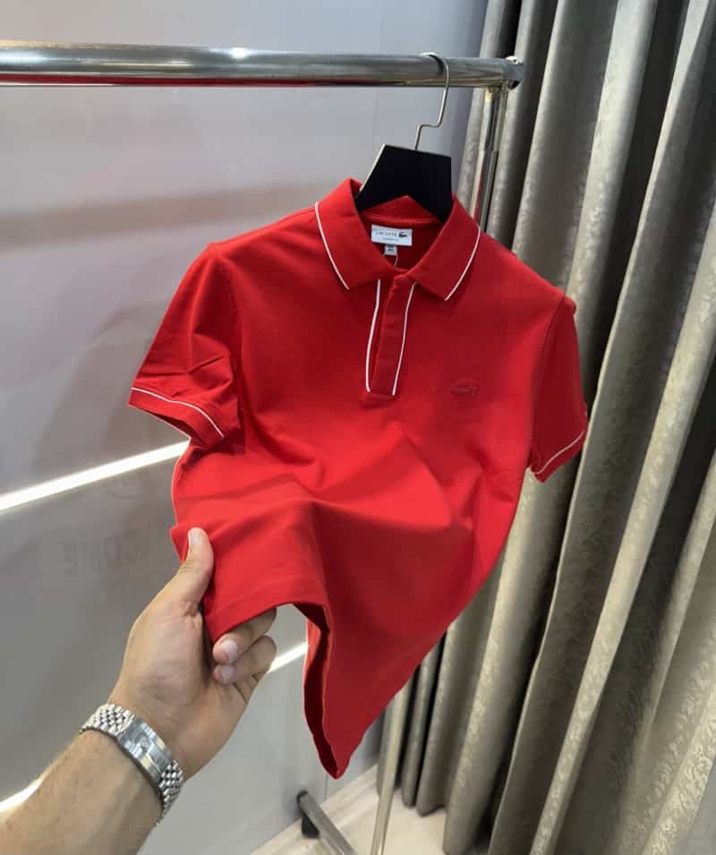 Lacost e Red Embroidery Logo Premium Polo T-Shirt