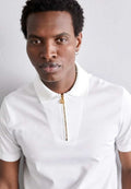 Versac e Couture White Zip Imported Polo T-Shirt