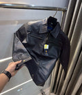 Ralp h Lauren black leather Embroidery Logo Premium Bomber Jacket