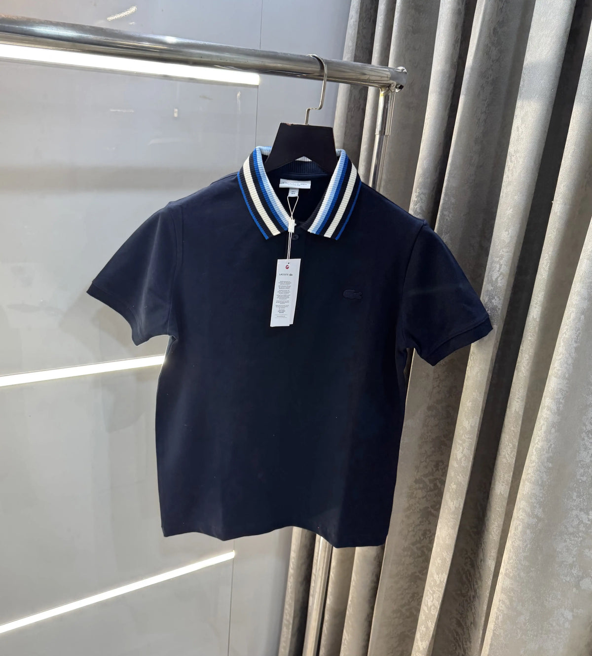 Lacost e Navy Blue Embroidery Logo Premium Polo T-Shirt
