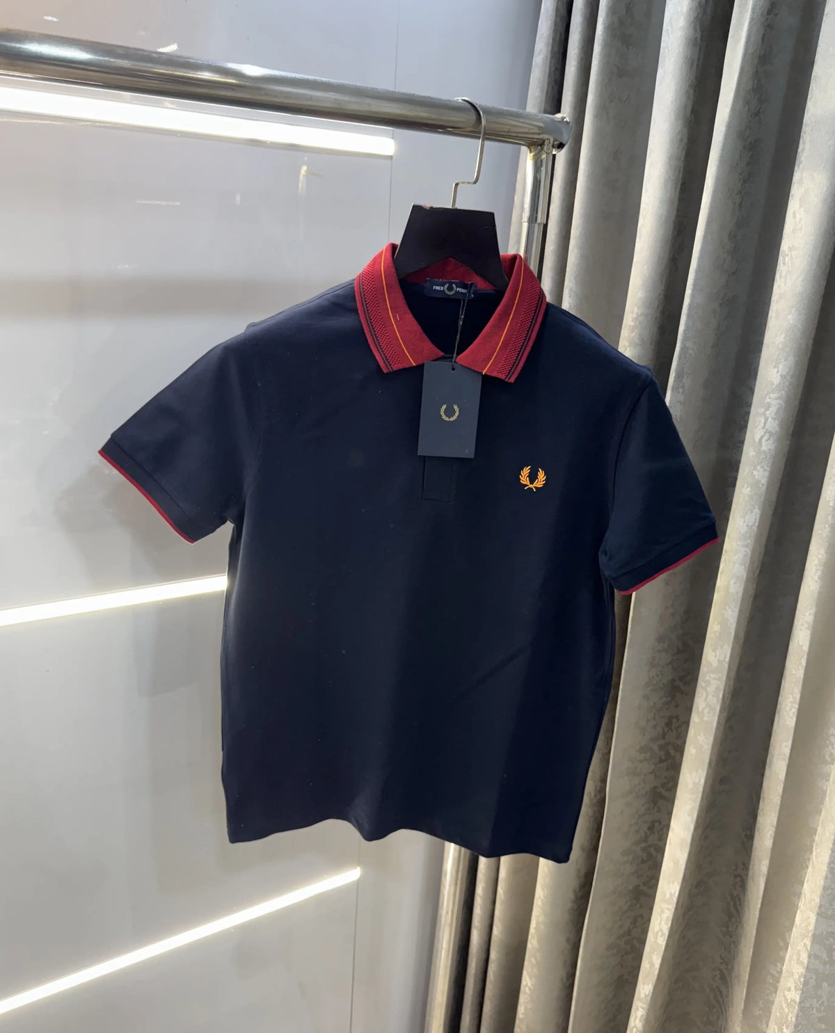 Fredperry Navy Blue Embroidery Logo Premium Polo T-Shirt