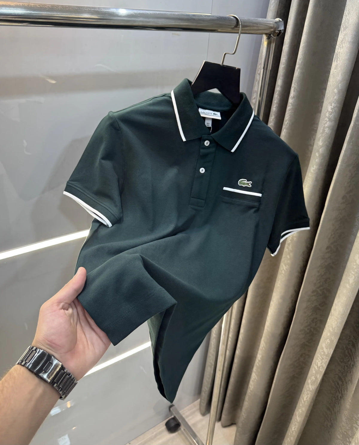 Lacost e Bottle Green Embroidery Logo Premium Polo T-Shirt