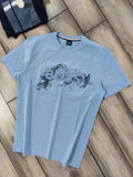 Hugo Boss Sky Blue Logo Print Premium T-Shirt