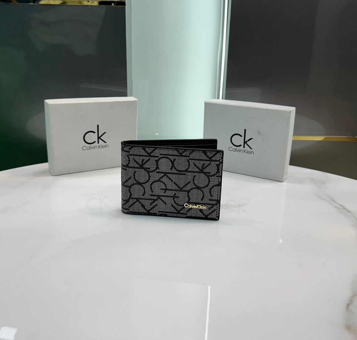 Calvin Klei n Black Grey Monogram Premium Wallet