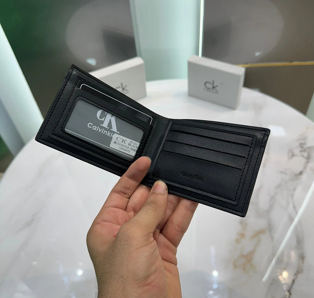 Calvin Klei n Black Grey Monogram Premium Wallet