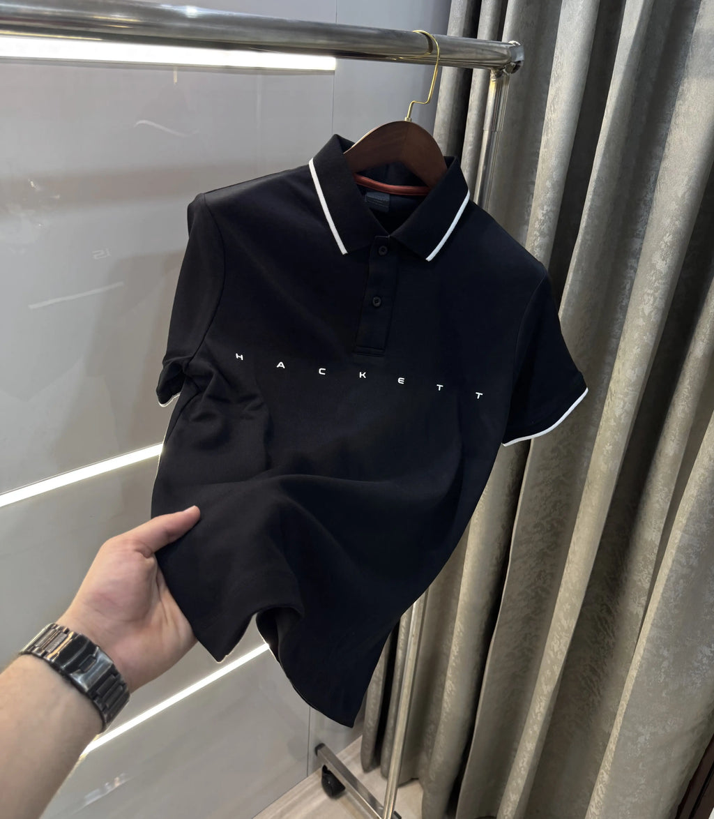Hacke t Black Logo Work Premium Polo T-Shirt