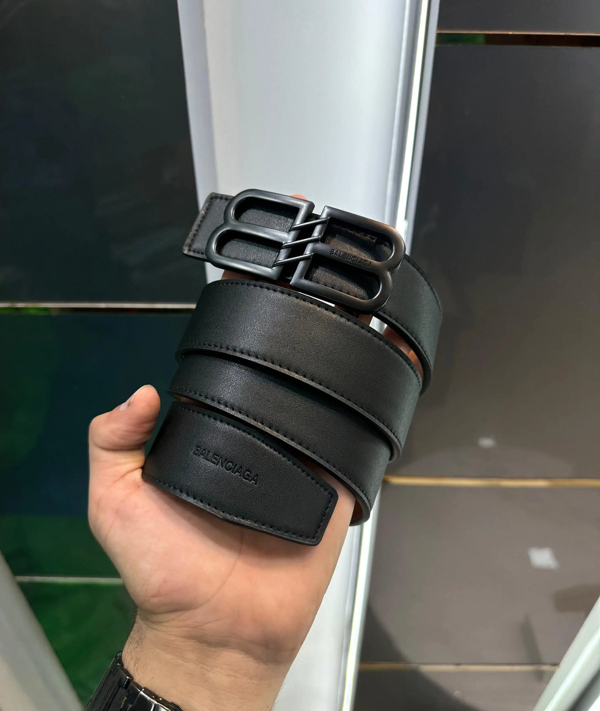 Balenciag a Black Reversible Premium Imported Belt