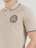 Versace Couture Beige Logo Work Imported Polo T-Shirt