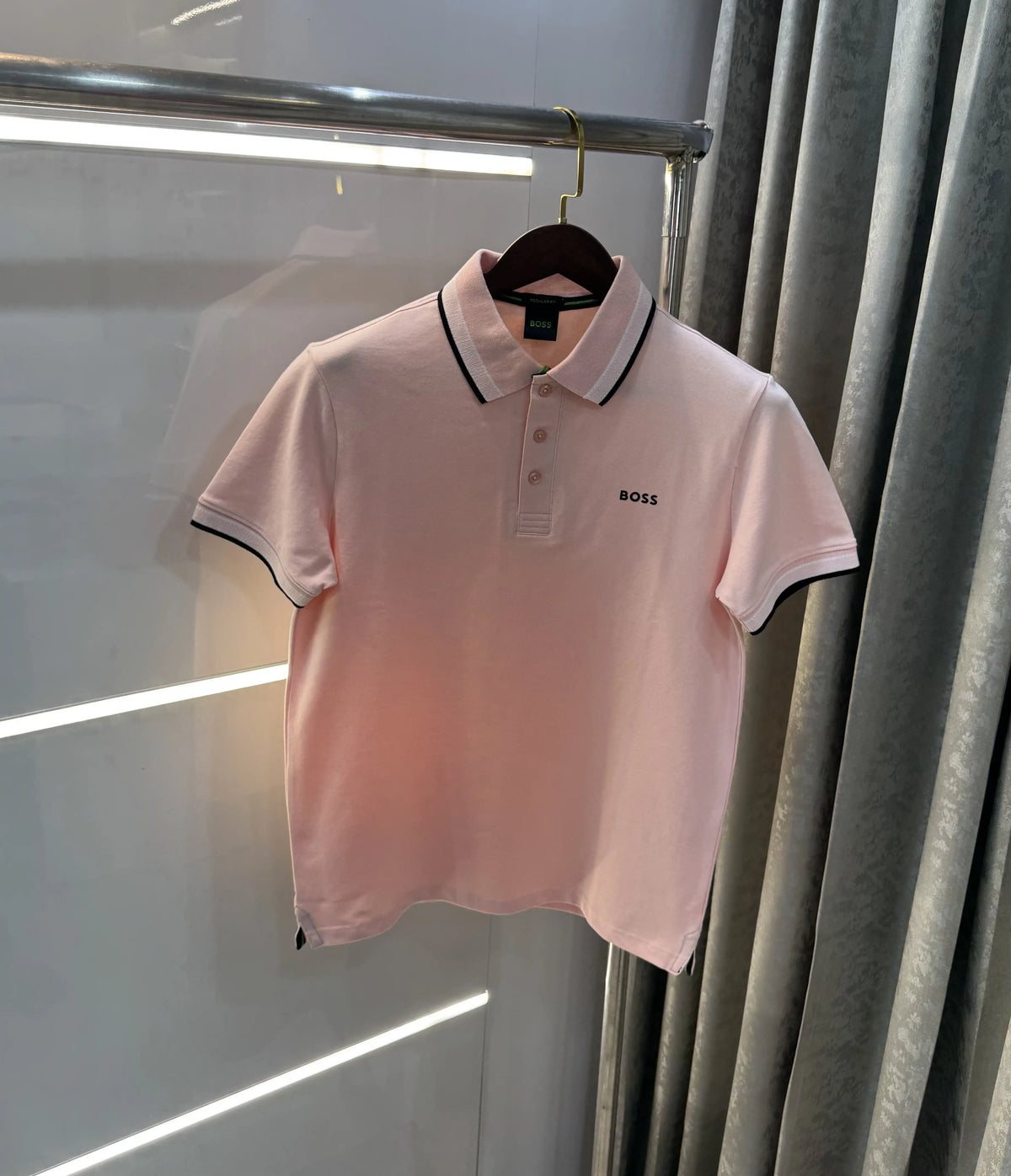 Hug o Boss Pink Logo Work Premium Polo T-shirt