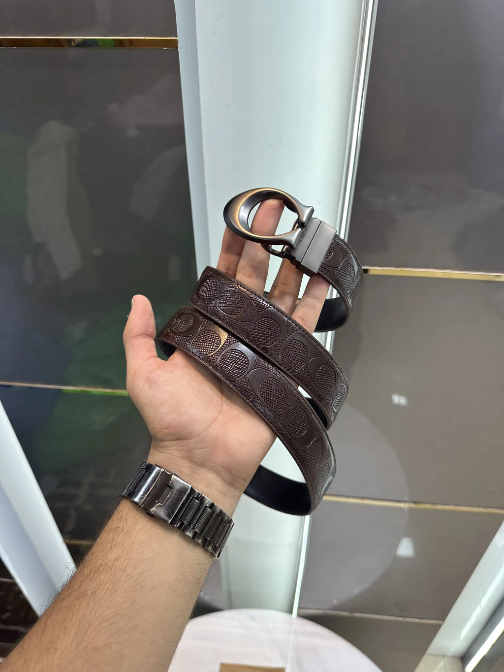 Coac h Premium Reversible Imported Belt Silver c2987