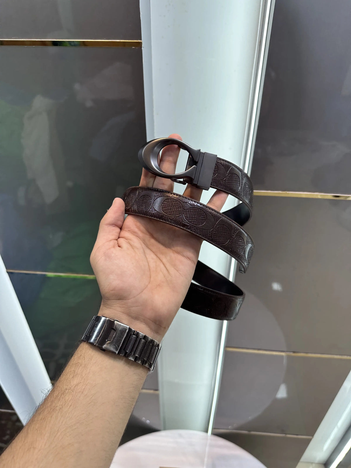 Coac h Premium Reversible Imported Belt Silver c2987