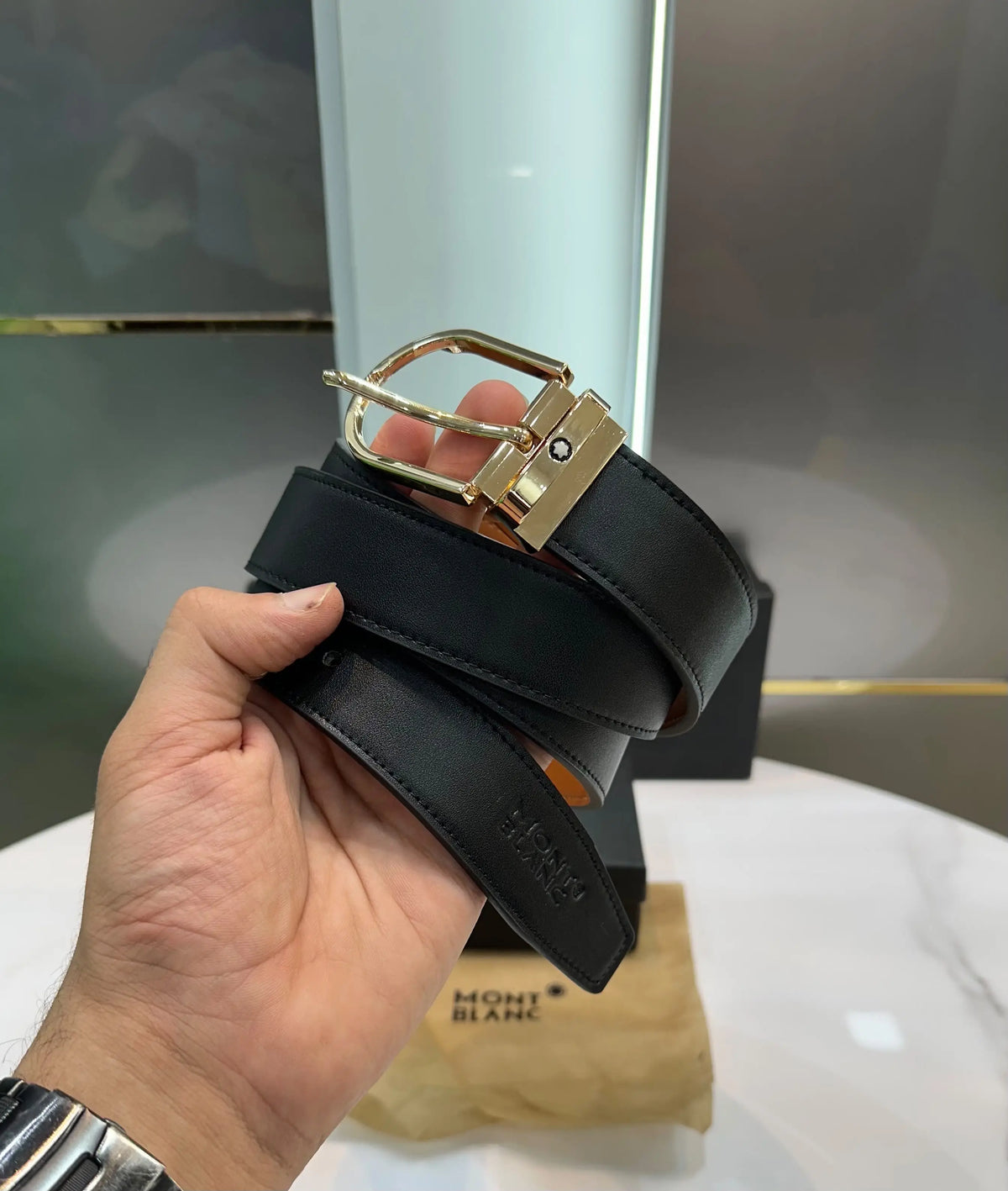 Mont Blan c Gold Premium Imported Belt m67