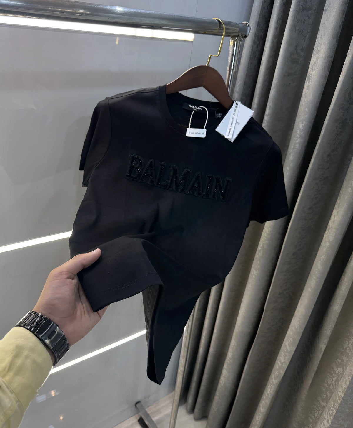 Balmai n Paris Black Logo Work Imported T-Shirt