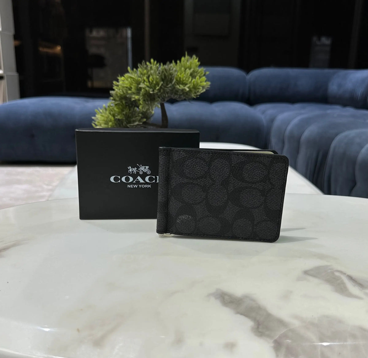 Coac h Monogram Premium Money Clipper Grey With Box c470