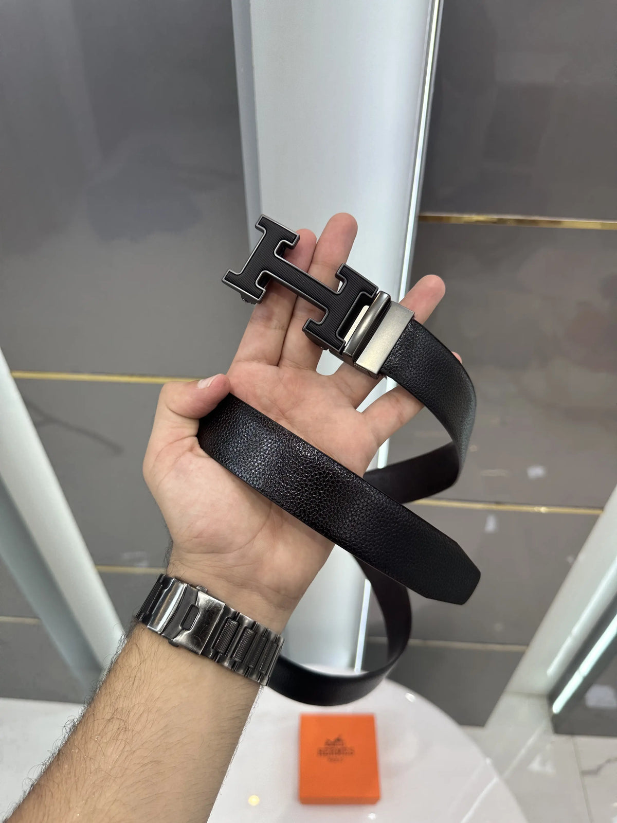 Herme s Premium Imported Belt Grey With Box h325