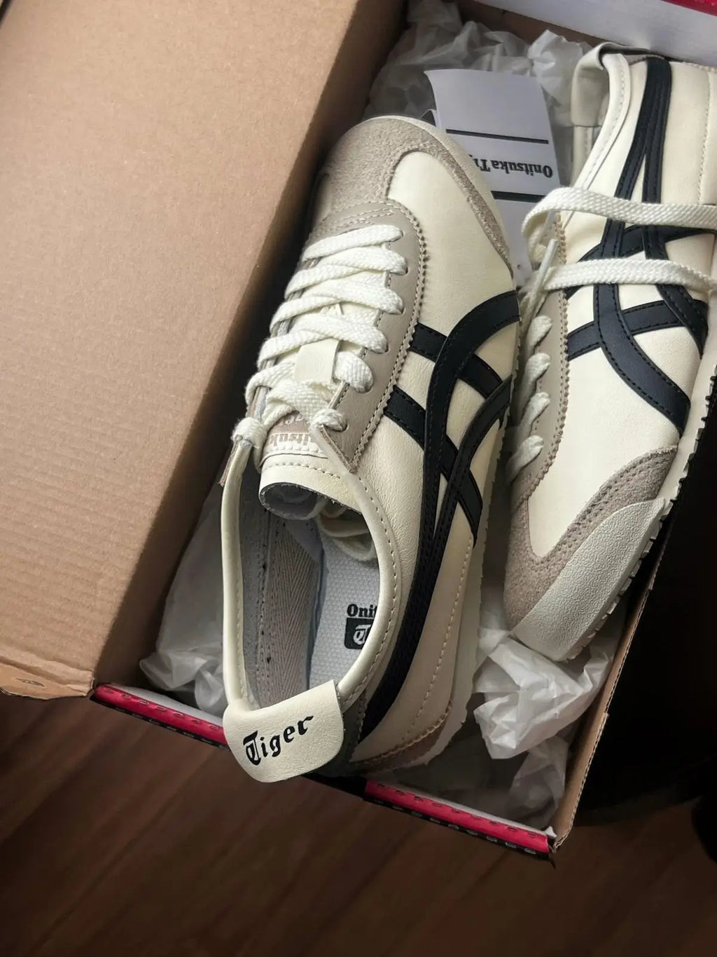 Onitsuka Tiger Mexico 66 Ivory  Birch Black  7A Premium Mens Sneakers D-2122