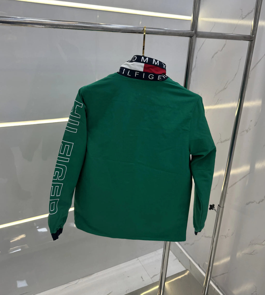 Tomm y Hilfige r Green & Blue Reversible Imported WindBreaker Jacket