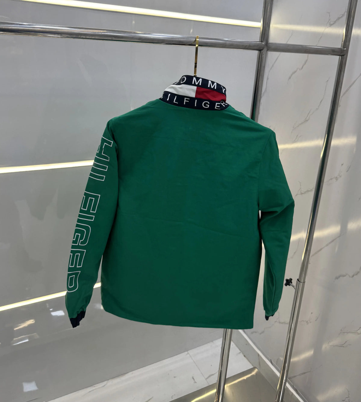 Tomm y Hilfige r Green & Blue Reversible Imported WindBreaker Jacket