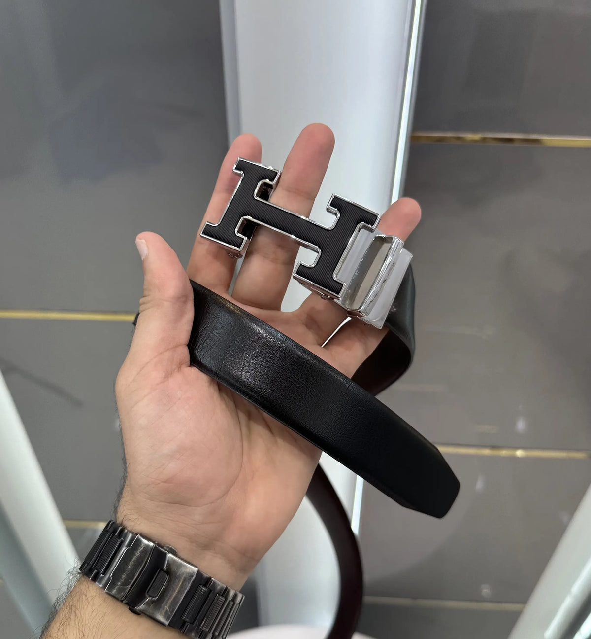 Herme s Premium Imported Belt Silver With Box h325