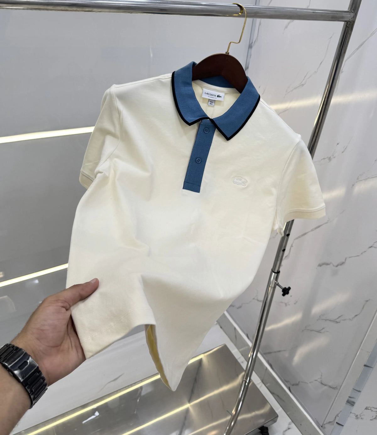 Lacost e Cream Logo Work Premium Polo T-Shirt