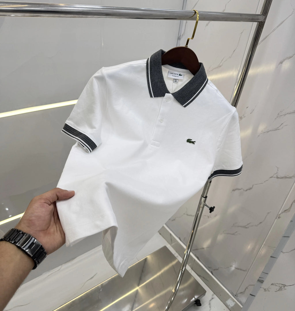 Lacost e White Logo Work Premium Polo T-Shirt