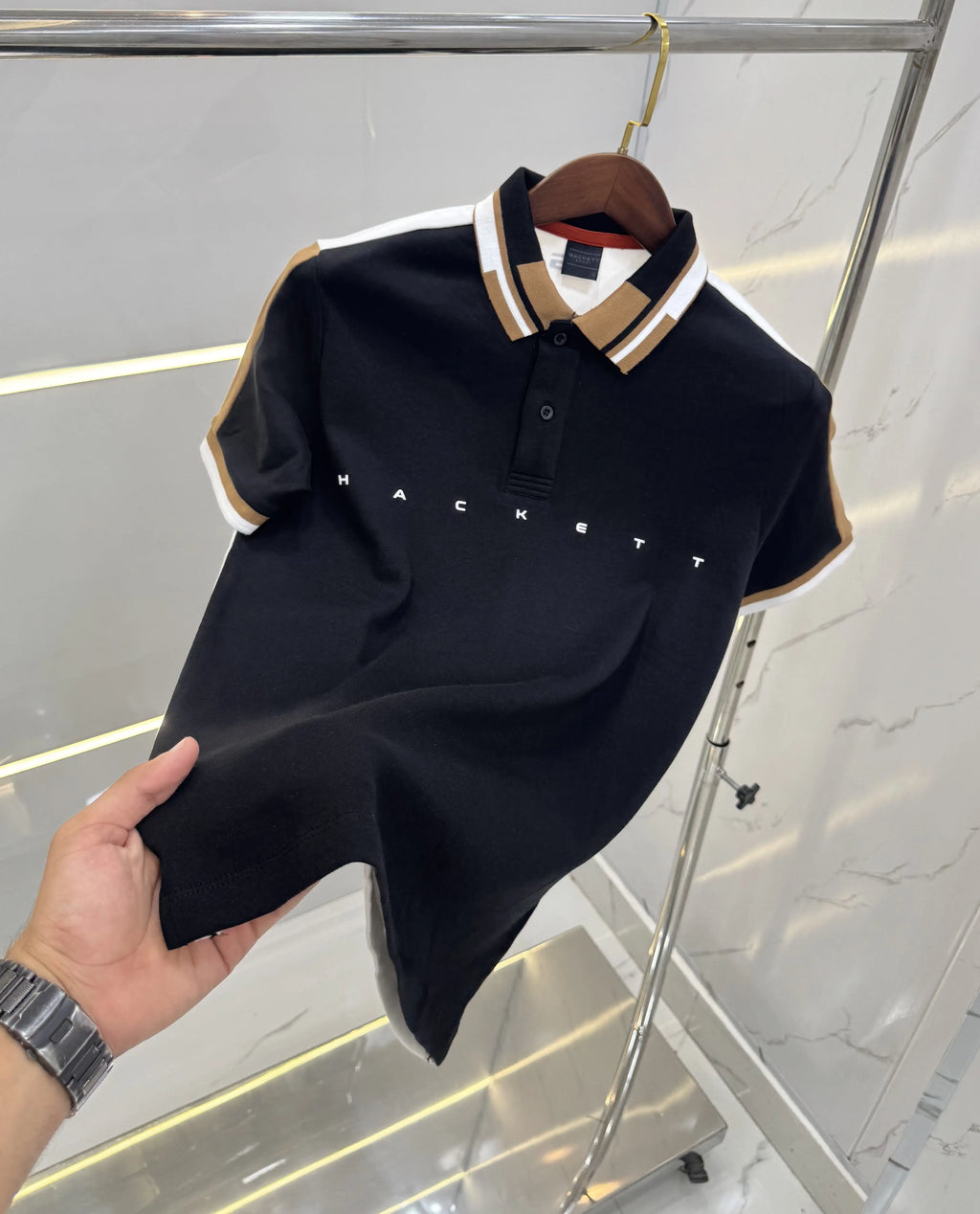 Hacket Black Logo Work Premium Polo T-Shirt