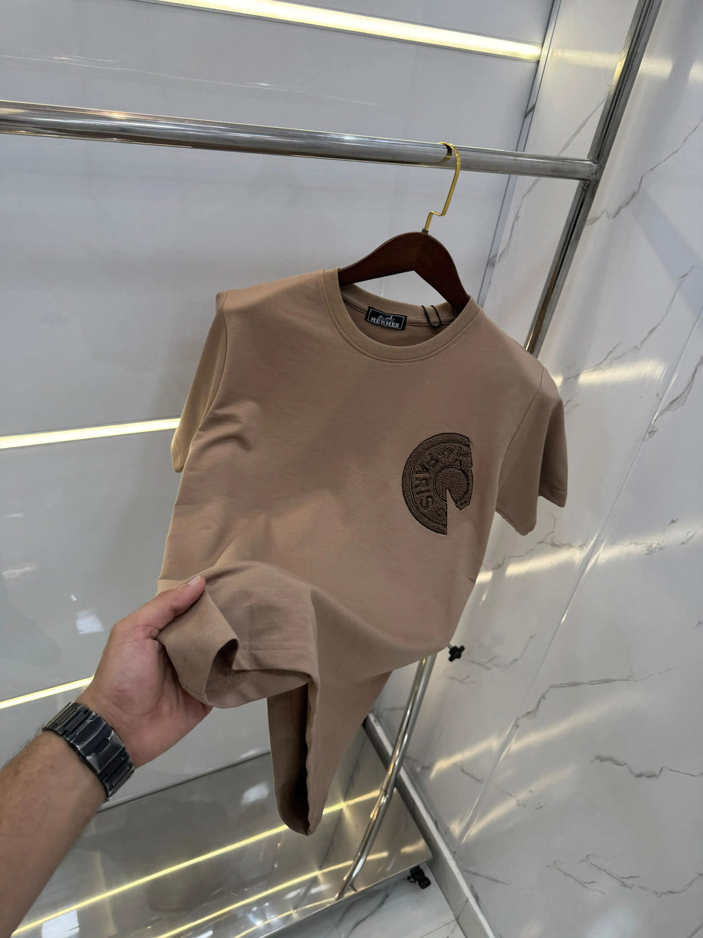 Herme s Brown Logo Work Premium T-Shirt