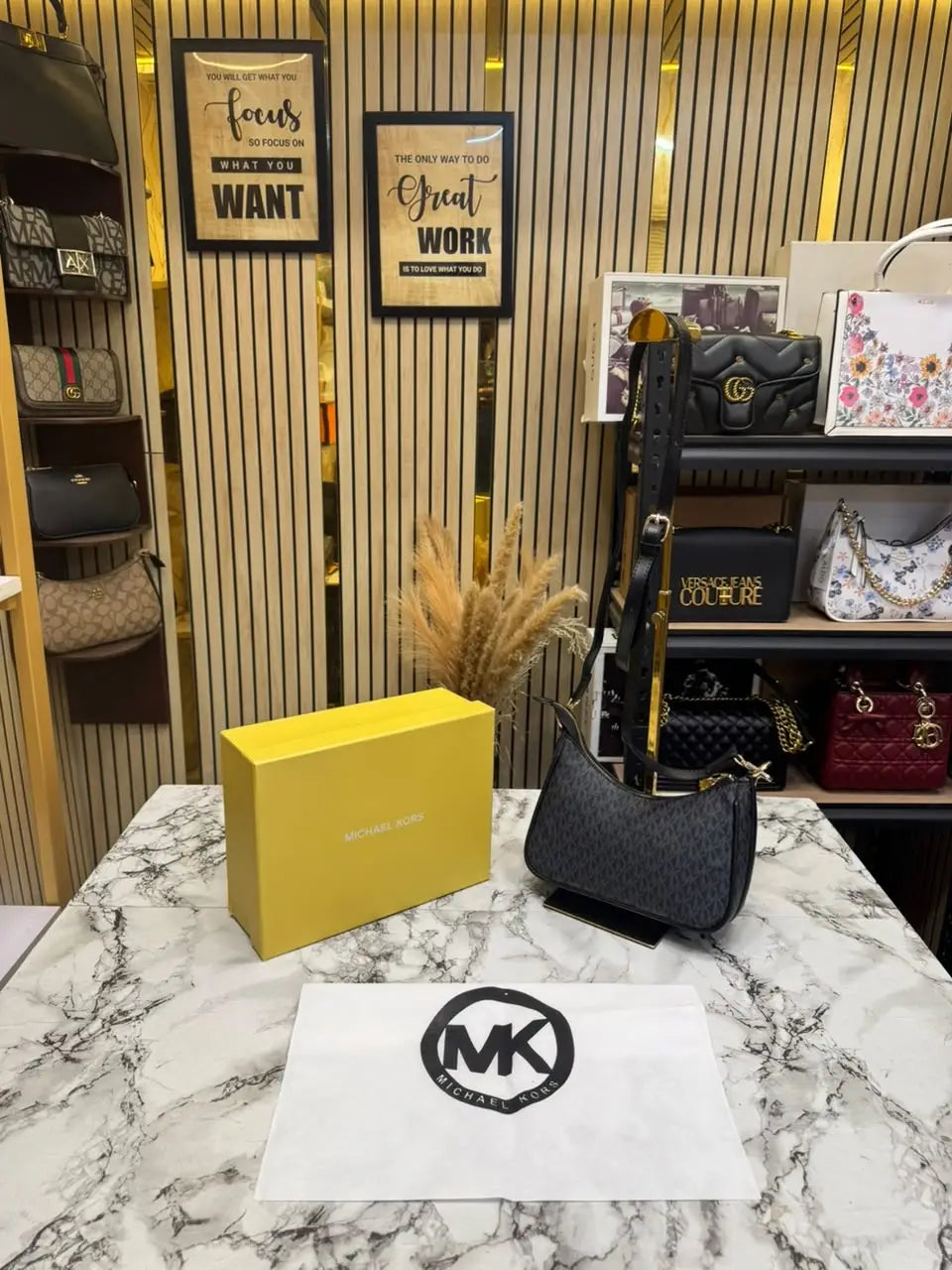 MICHAEL KORS CHARM SLING BAG WITH OG BOX AND DUST BAG BLACK