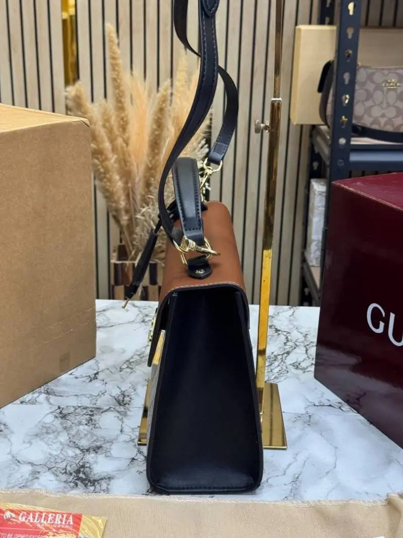 Gucci Padlock Monogram Top Handle Shoulder Bag With Double Box And Dust Bag Brown