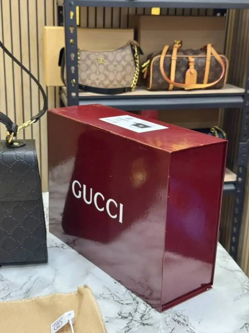 Gucci Padlock Monogram Top Handle Shoulder Bag With Double Box And Dust Bag Black