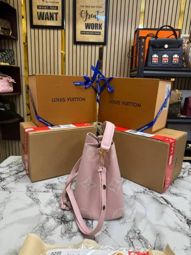 Louis Vuitton NeoNoe BB Giant Monogram Leather Bucket Bag Pink M24248