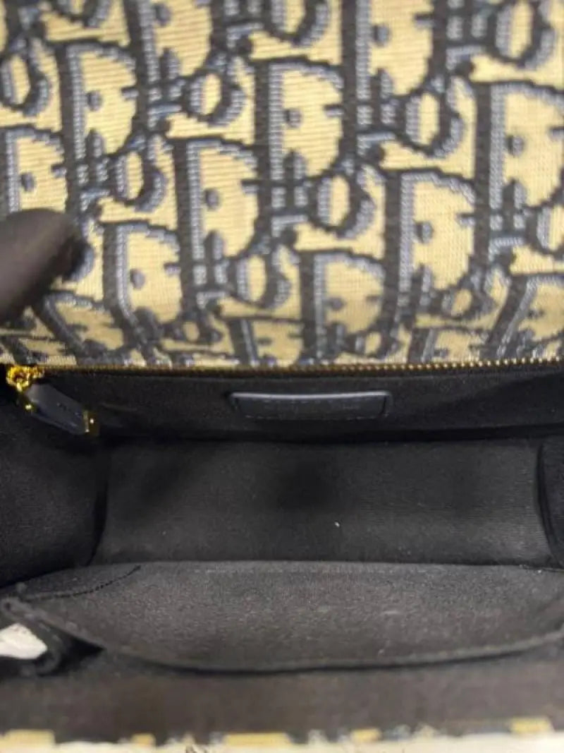 Christian Dior Montaign Oblique Shoulder Bag With Double Og Box And Dust Bag V06757-Black