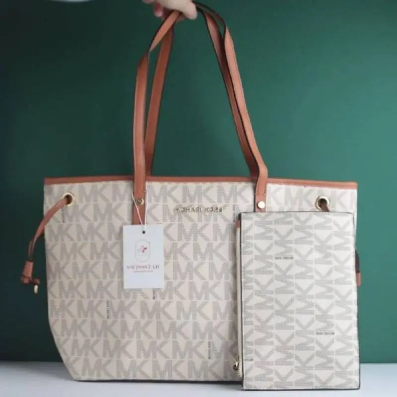 Michael kors Large Jet Set Big Mk Print Tote Bag With Dust Bag 2003-Beige