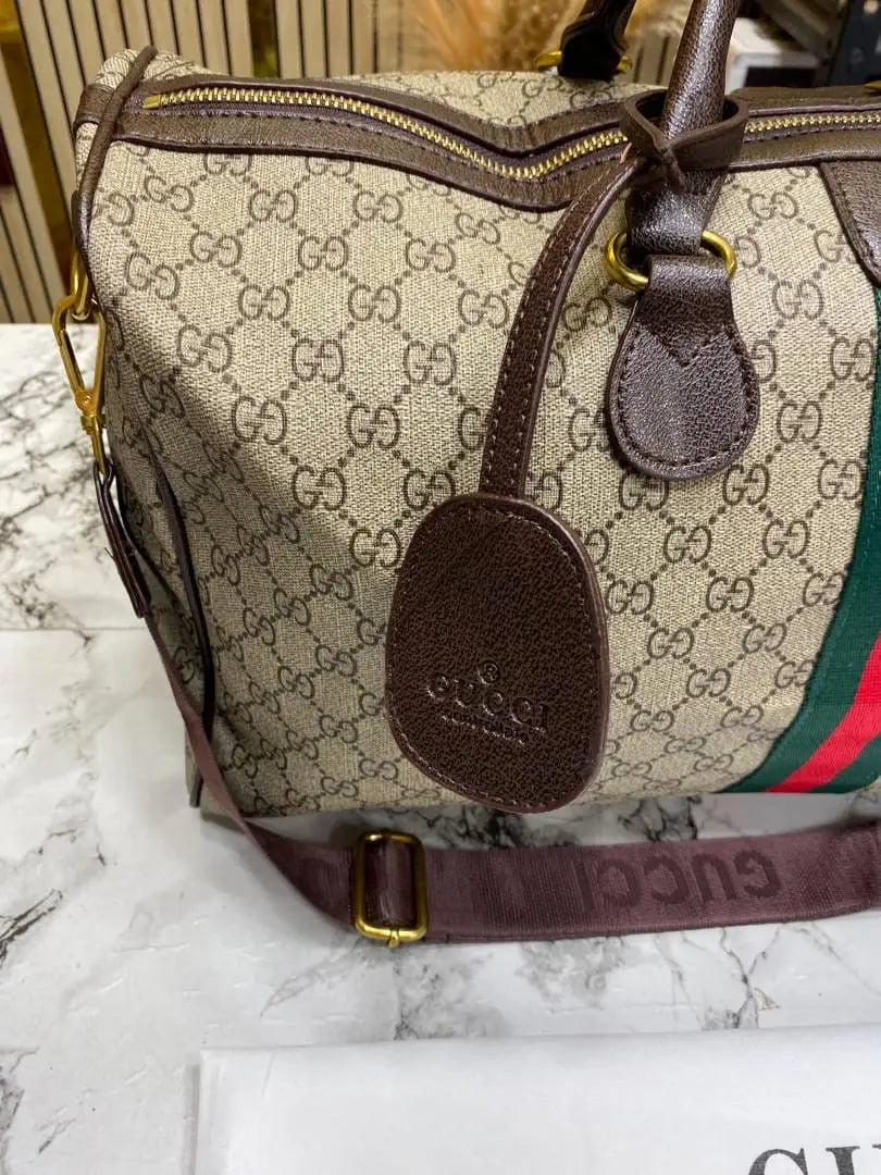 Gucci GG Supreme Ophidia Unisex Duffle Bag With Dust Bag Brown
