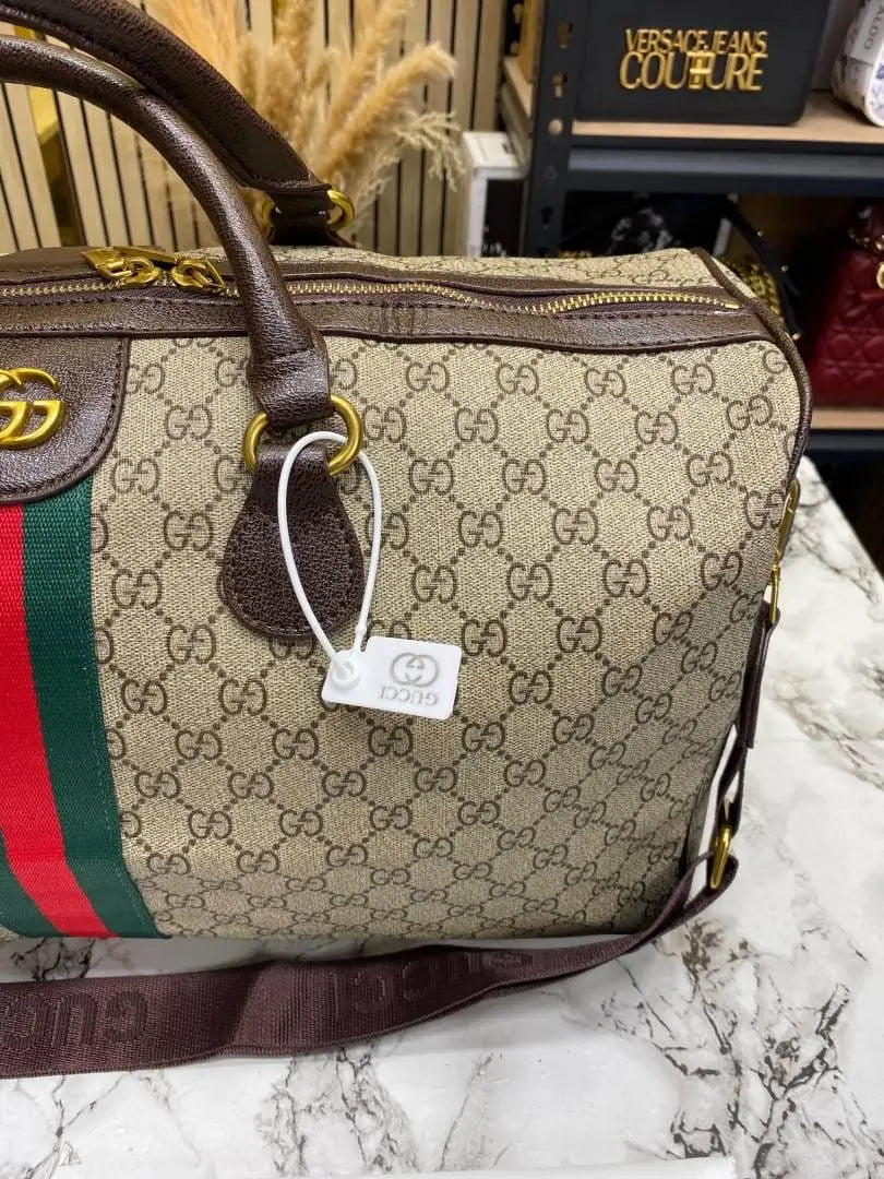 Gucci GG Supreme Ophidia Unisex Duffle Bag With Dust Bag Brown