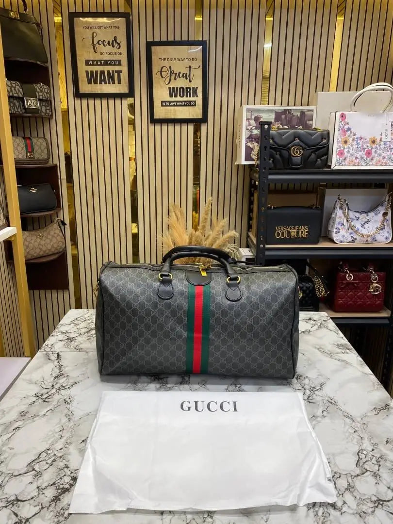 Gucci GG Supreme Ophidia Unisex Duffle Bag With Dust Bag Black