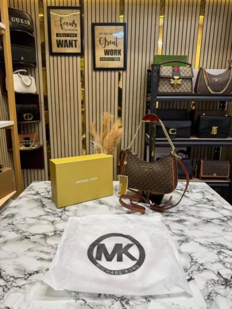 Michael Kors Jet Set Charm Logo Sling Bag With Box And Dust Bag 4018-Brown