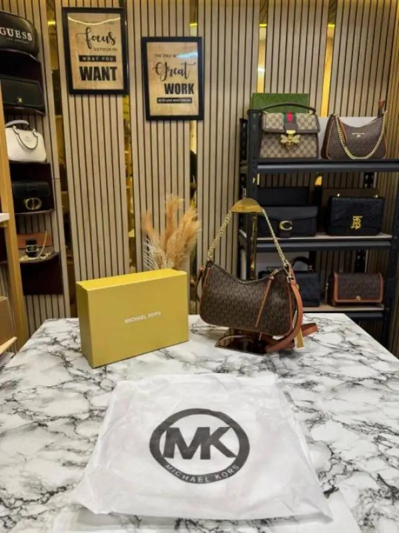 Michael Kors Jet Set Charm Logo Sling Bag With Box And Dust Bag 4018-Brown