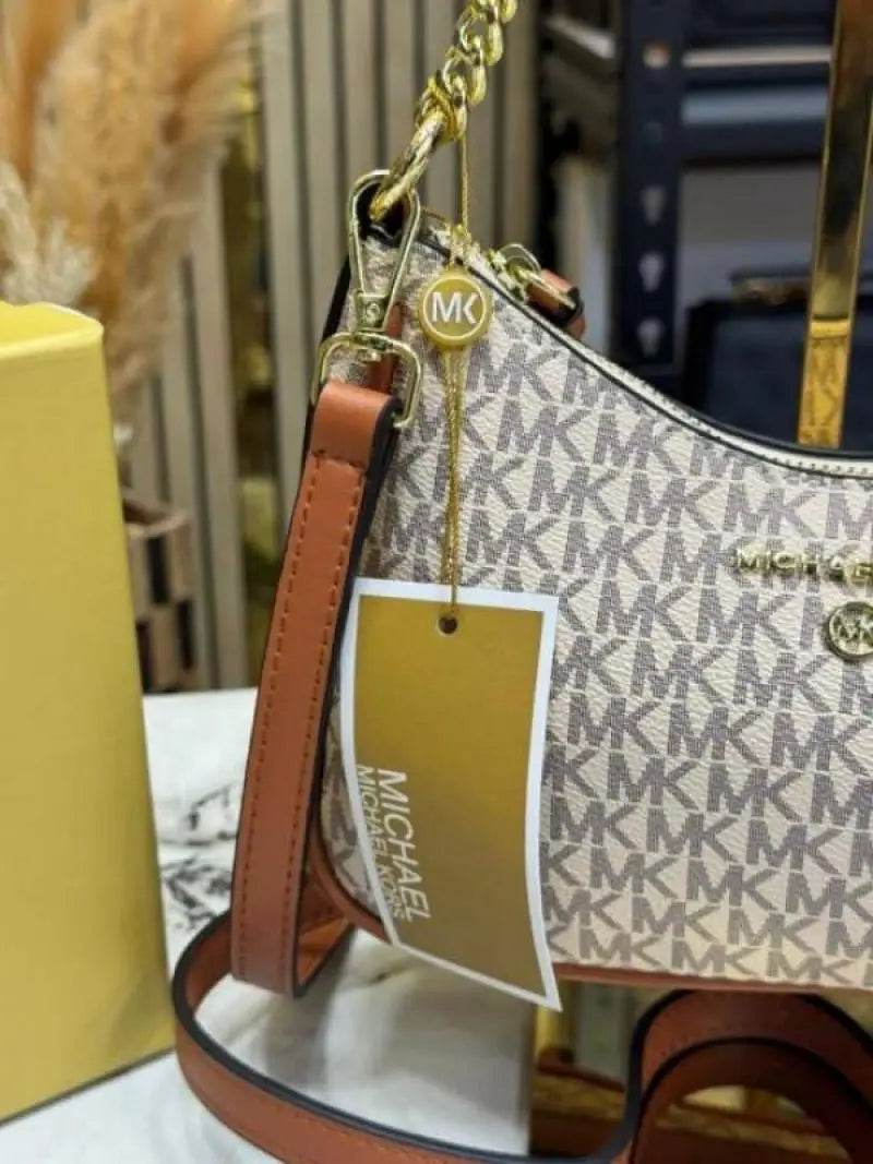 Michael Kors Jet Set Charm Logo Sling Bag With Box And Dust Bag 4018-Beige