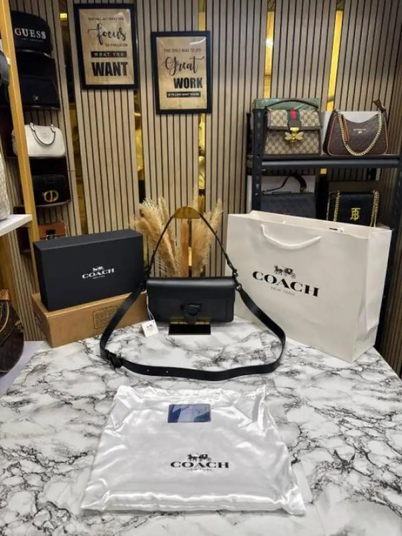 Coach Tabby Chain Clutch In Snake-embossed C Logo Shoulder Bag With Double Og Box And Dust Bag Includes Carry Bag Full Black