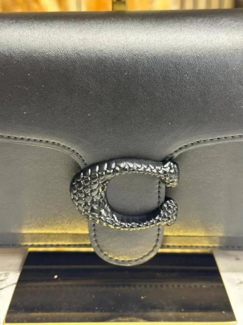 Coach Tabby Chain Clutch In Snake-embossed C Logo Shoulder Bag With Double Og Box And Dust Bag Includes Carry Bag Full Black