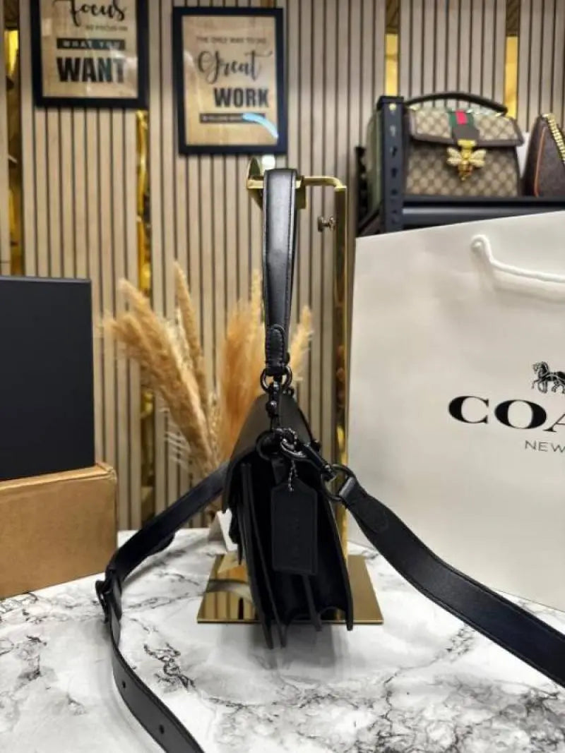 Coach Tabby Chain Clutch In Snake-embossed C Logo Shoulder Bag With Double Og Box And Dust Bag Includes Carry Bag Full Black