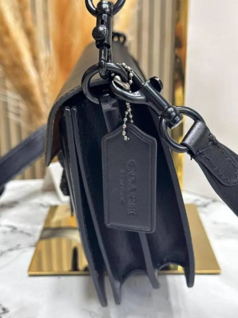 Coach Tabby Chain Clutch In Snake-embossed C Logo Shoulder Bag With Double Og Box And Dust Bag Includes Carry Bag Full Black